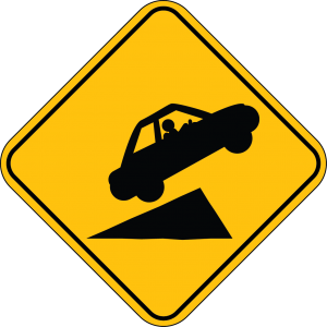 Hungry Cliff Ahead Logo Road Sign